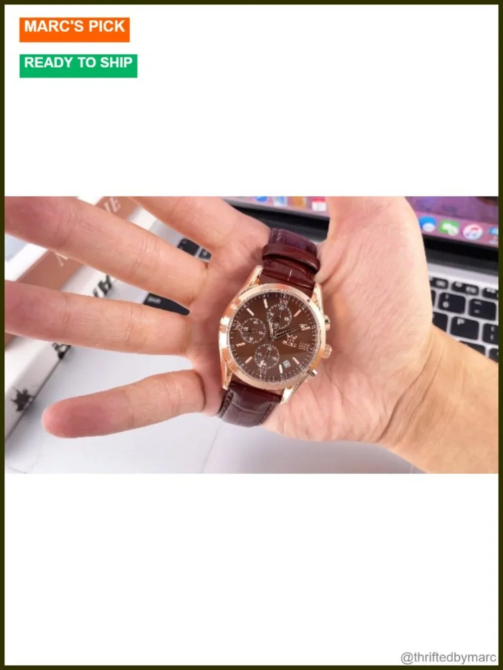 Leather Chronograph Dress Watch Luminous Analog Quartz Waterproof Men
